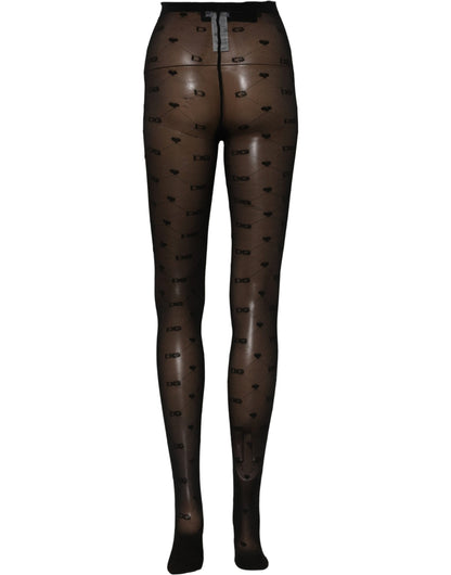 Black Nylon Logo Tights Stocking Pantyhose Socks