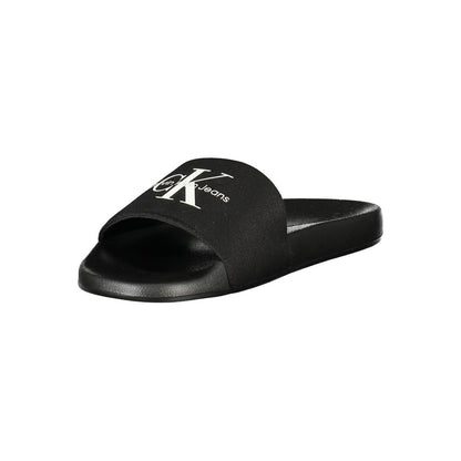 Black Polyester Men's Slipper
