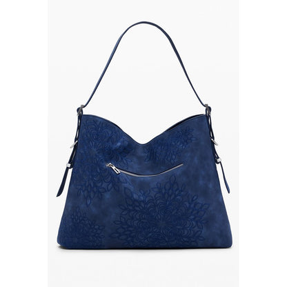 Blue Polyurethane Women's Shoulder Bag