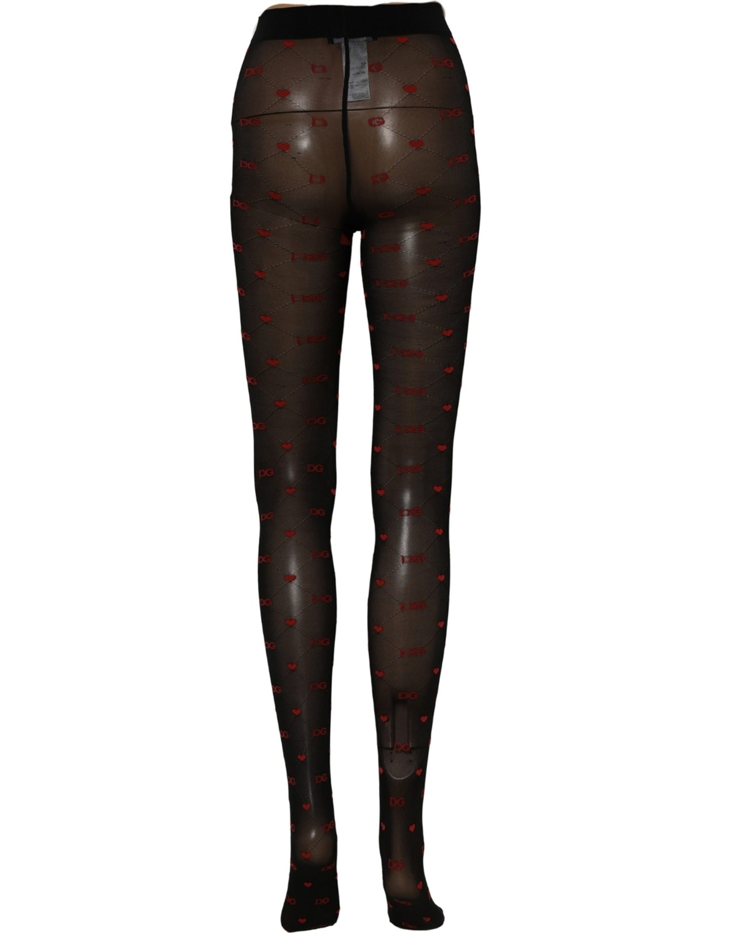 Black Nylon Hearts Tights Stocking Pantyhose Socks