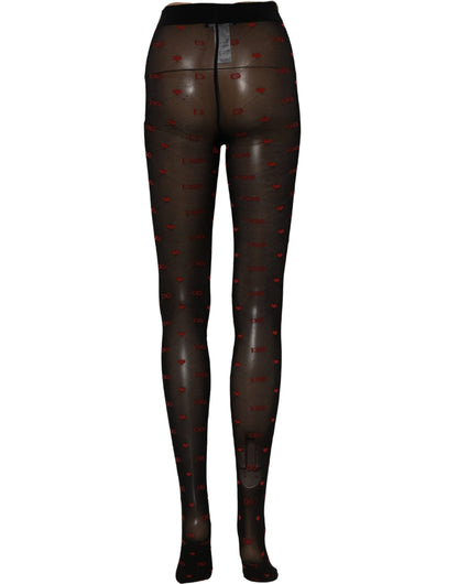 Black Nylon Hearts Tights Stocking Pantyhose Socks