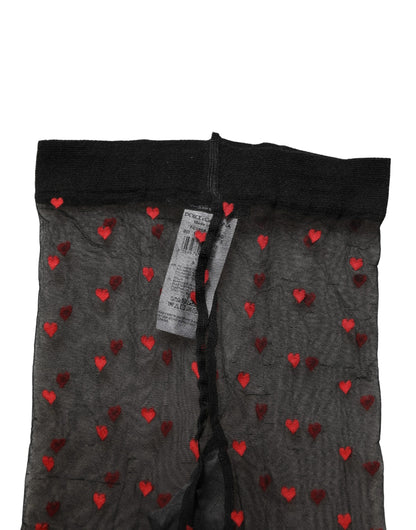 Black Nylon Hearts Tights Stocking Pantyhose Socks