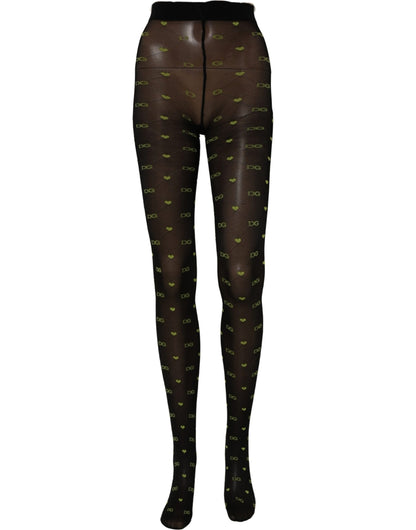 Black Nylon Logo Tights Stocking Pantyhose Socks