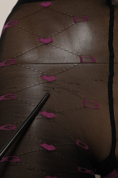Black Nylon Hearts Tights Stocking Pantyhose Socks