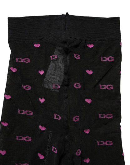 Black Nylon Hearts Tights Stocking Pantyhose Socks