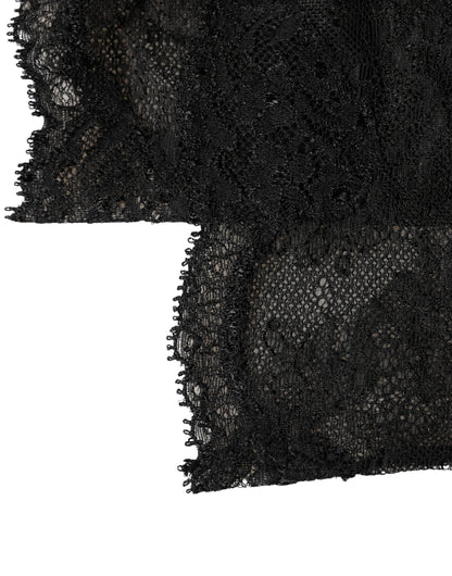 Black Floral Lace Nylon Stretch Knee High Socks