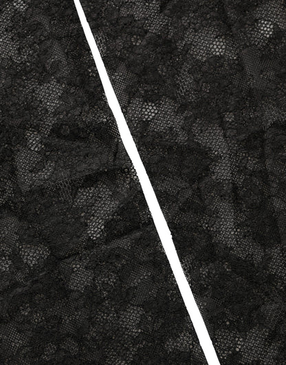 Black Floral Lace Nylon Stretch Knee High Socks