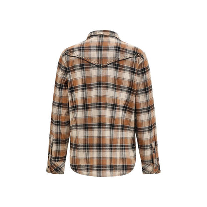 Brown Cotton Pattern Shirt