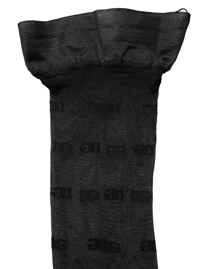 Black Sheer Logo Monogram Tights Stockings Socks