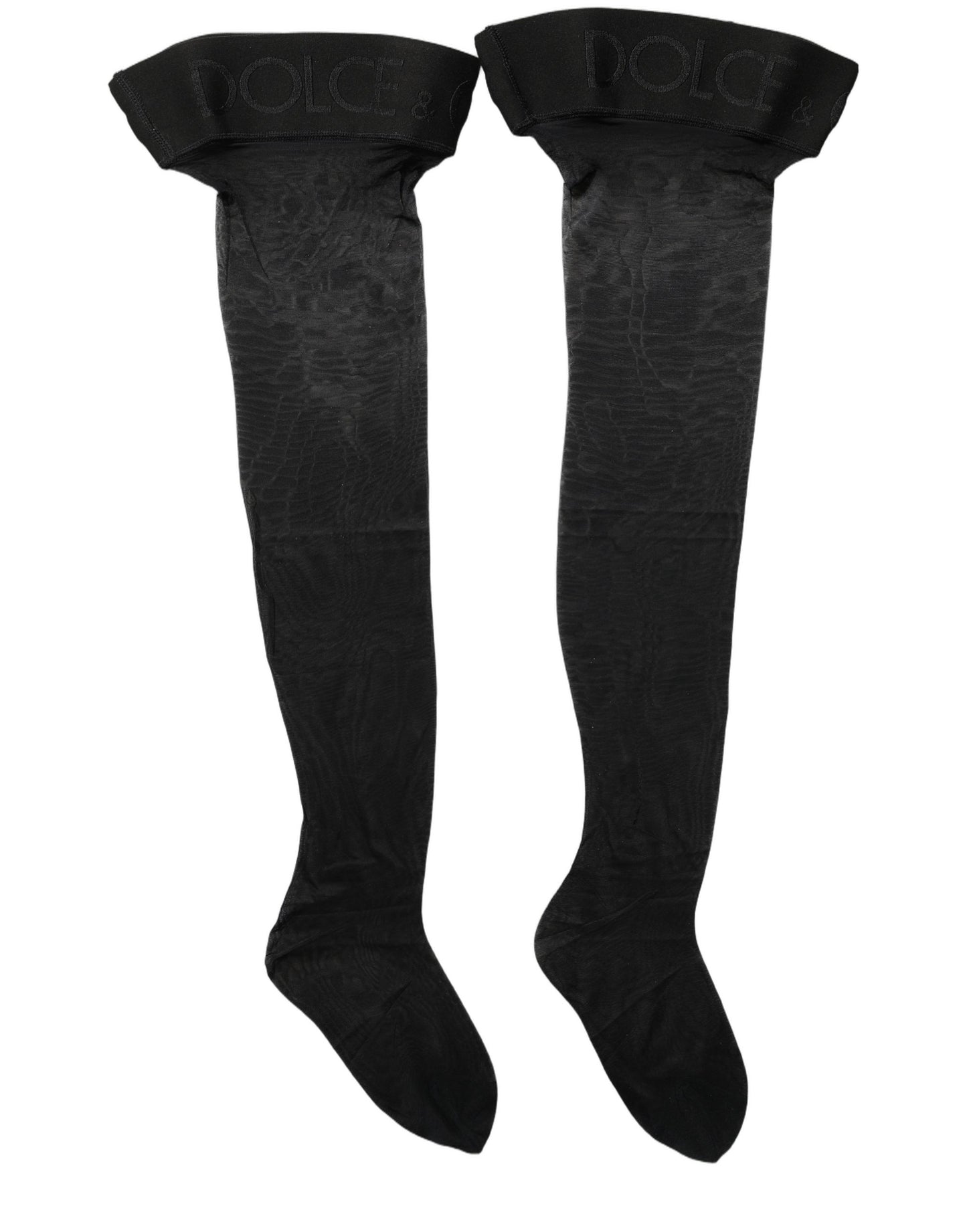 Black Nylon Logo Calf Long Women Accessory Socks