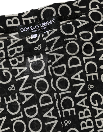 Black White All Over Print Sheer Stretch Tights Socks