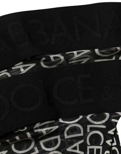 Black Sheer Logo Monogram High Stockings Socks