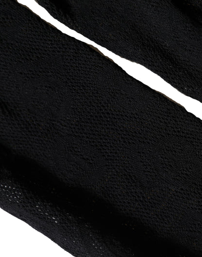 Black All Over Print Sheer Stretch Tights Socks