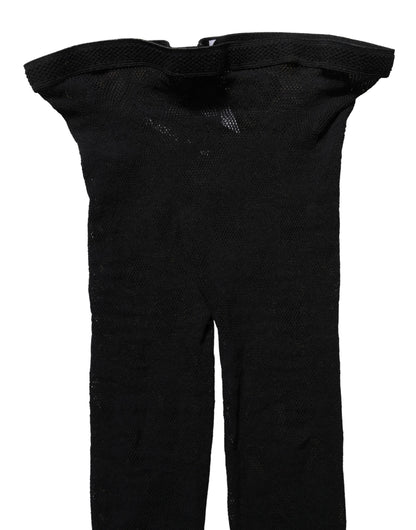 Black All Over Print Sheer Stretch Tights Socks