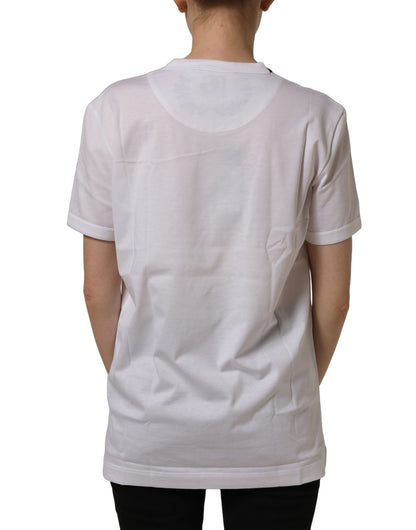 White Cotton Crew Neck Short Sleeves T-shirt