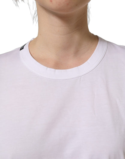 White Cotton Crew Neck Short Sleeves T-shirt