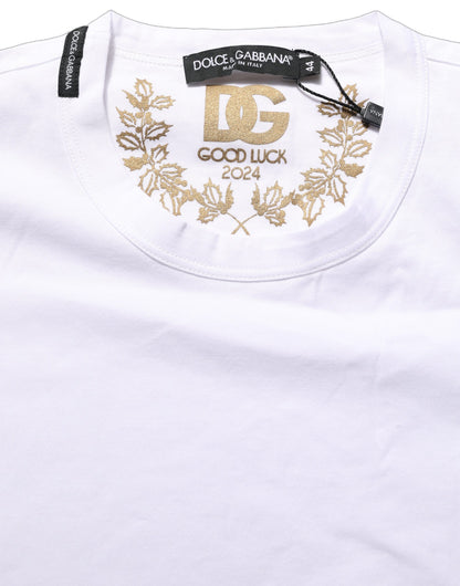 White Cotton Crew Neck Short Sleeves T-shirt