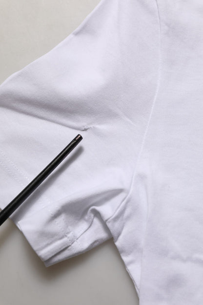 White Cotton Rose Patch Crew Neck T-shirt