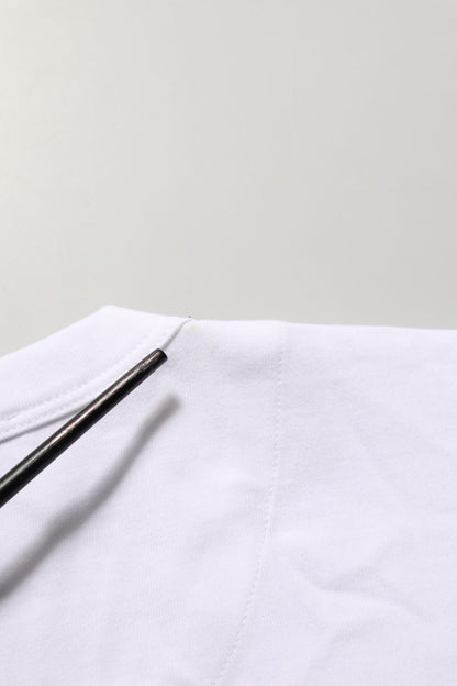 White Cotton Crew Neck Short Sleeves T-shirt