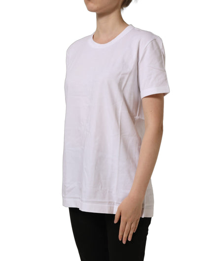 White Cotton Crew Neck Short Sleeves T-shirt