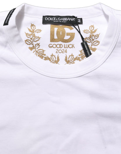 White Cotton Crew Neck Short Sleeves T-shirt
