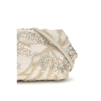 Beige Silk Shoulder Bag