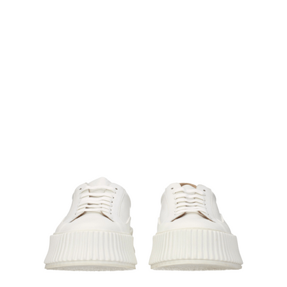 White Leather Platform Sneakers