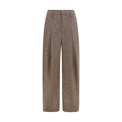 Brown Wool Oves Aries Casual Pants