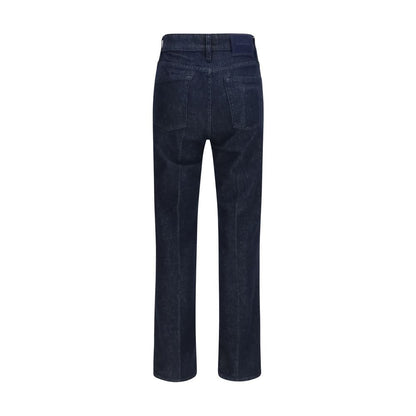 Blue Polyester Cropped Jeans