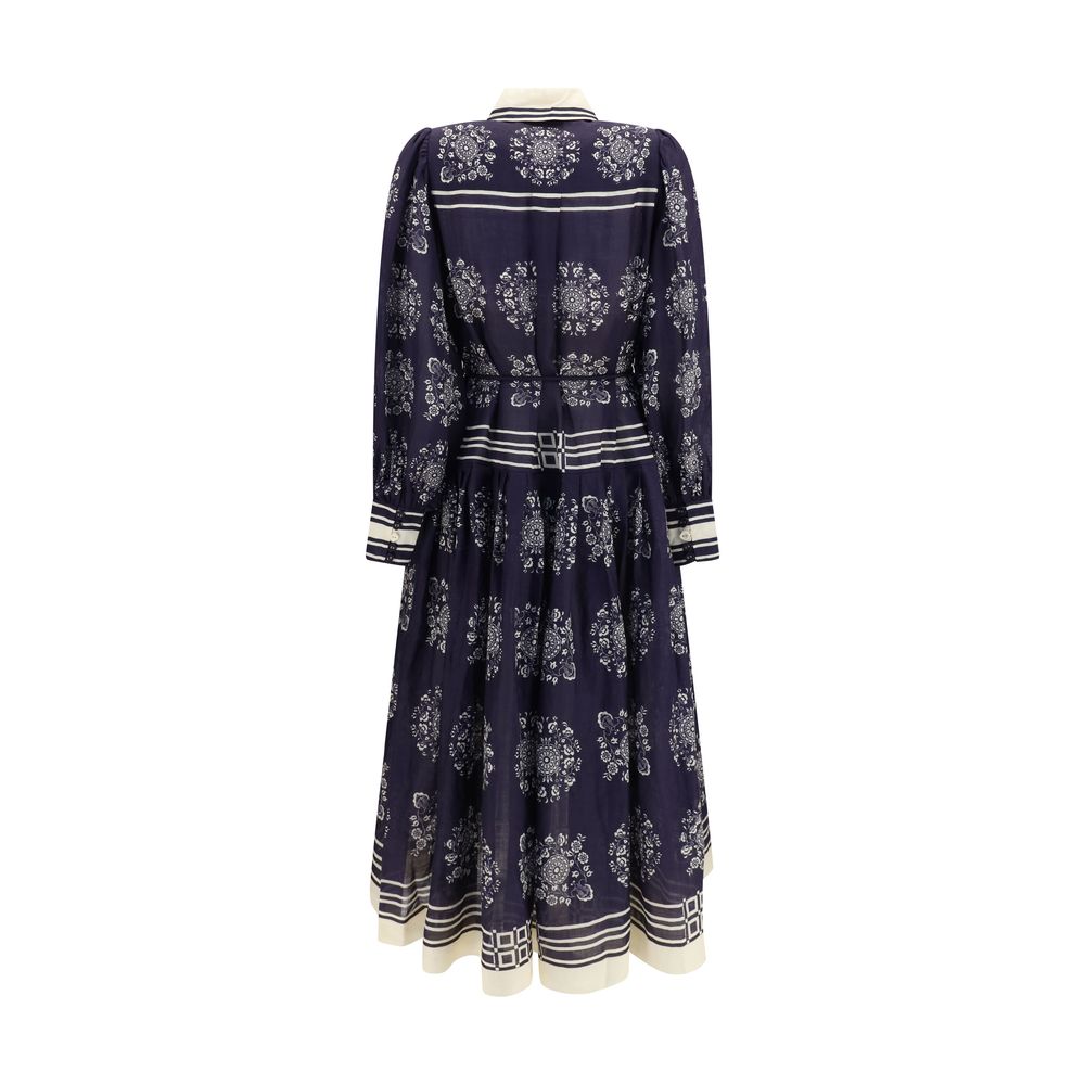 Blue Ramie Casual Dress