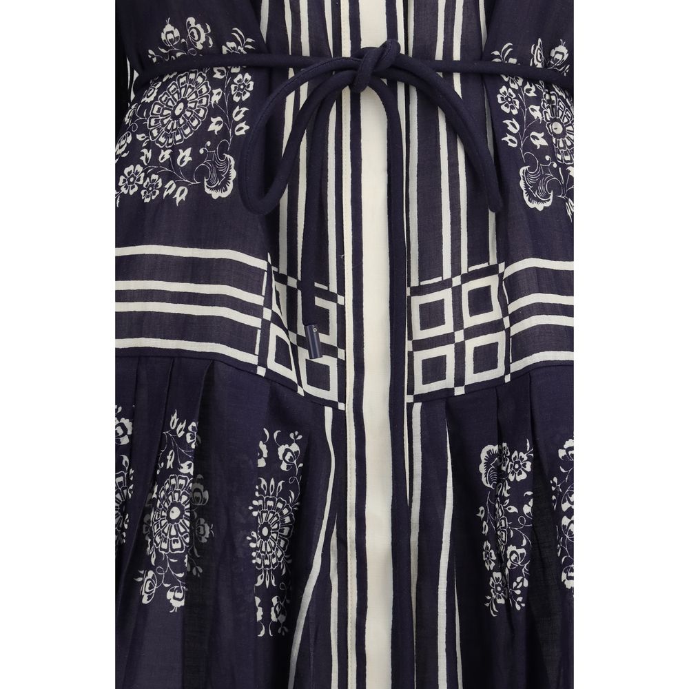 Blue Ramie Casual Dress