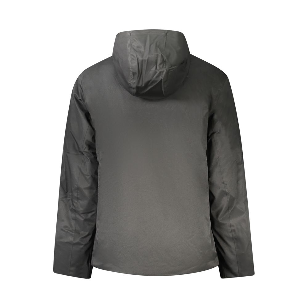 Nero Poliestere Uomo Jacket with Hood and Pockets