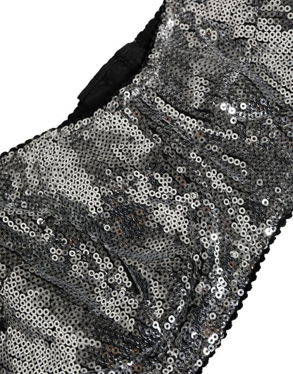 Silver Sequined Nyon Balconnet Bra Underwear