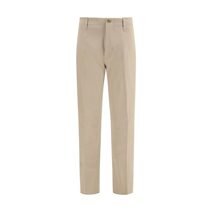 Beige Cotton Casual Pants