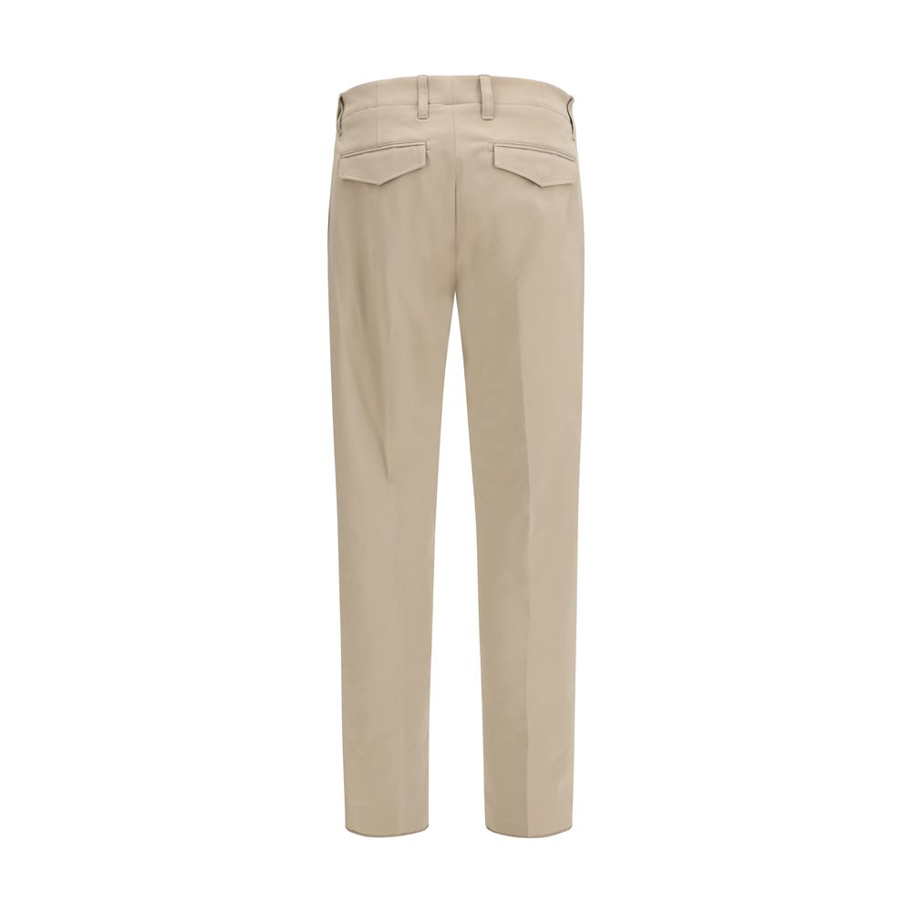 Beige Cotton Casual Pants