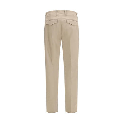 Beige Cotton Casual Pants