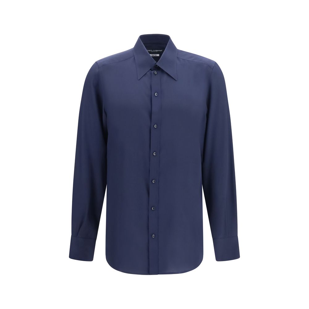 Blue Silk Dress Shirt
