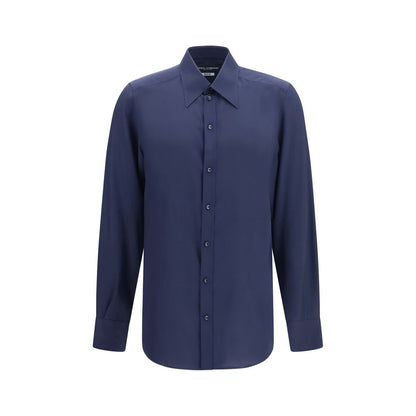 Blue Silk Dress Shirt