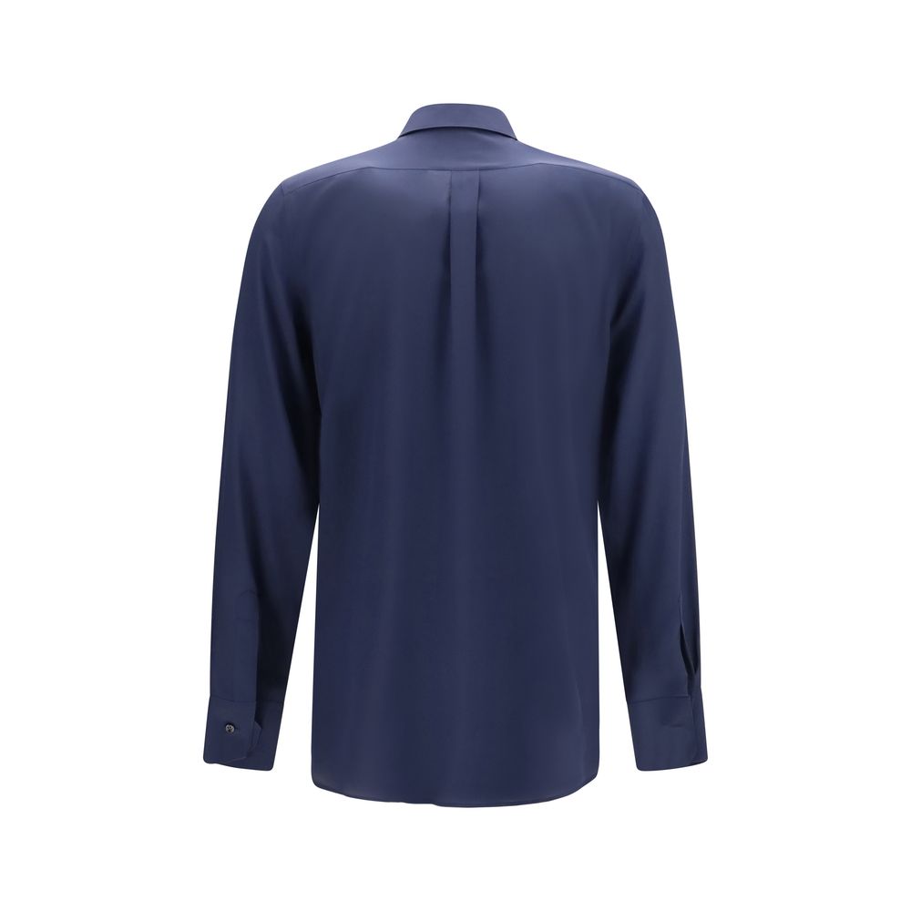 Blue Silk Dress Shirt