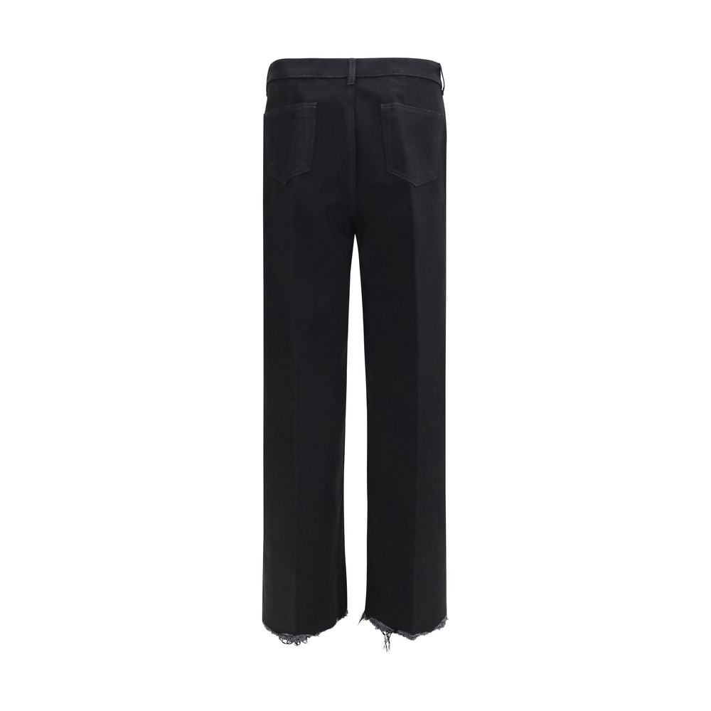Black Cotton Flared Jeans