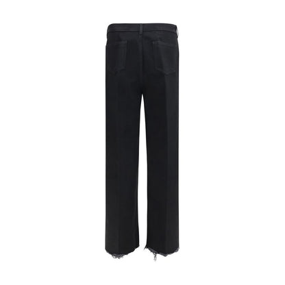 Black Cotton Flared Jeans