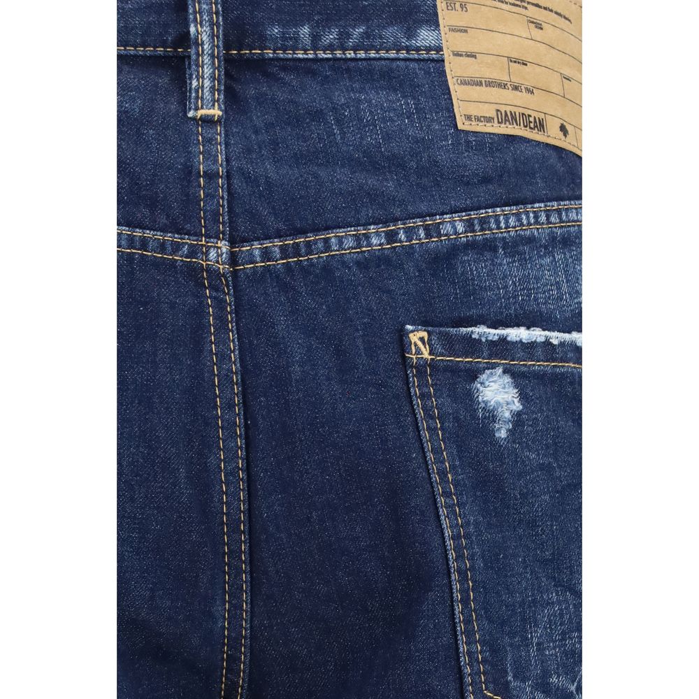 Blue Cotton Straight-Leg Jeans