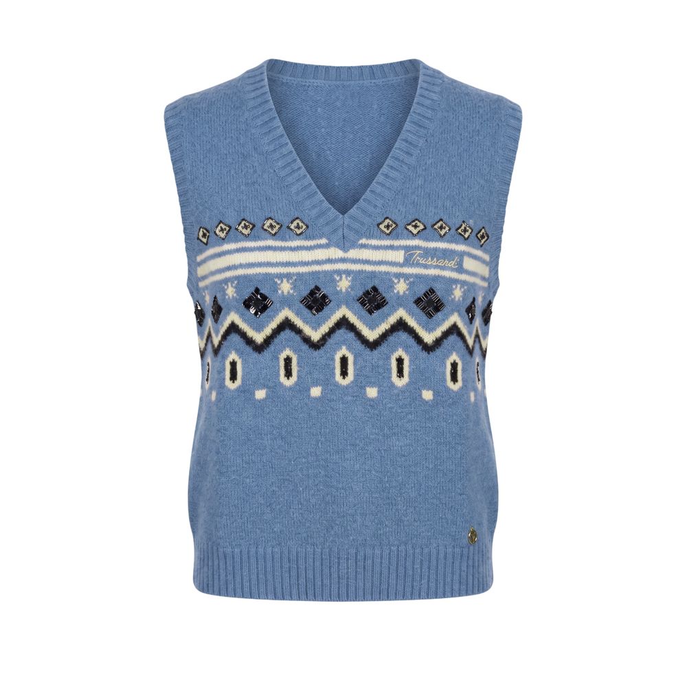 Blue Nylon Women Sweater Vest