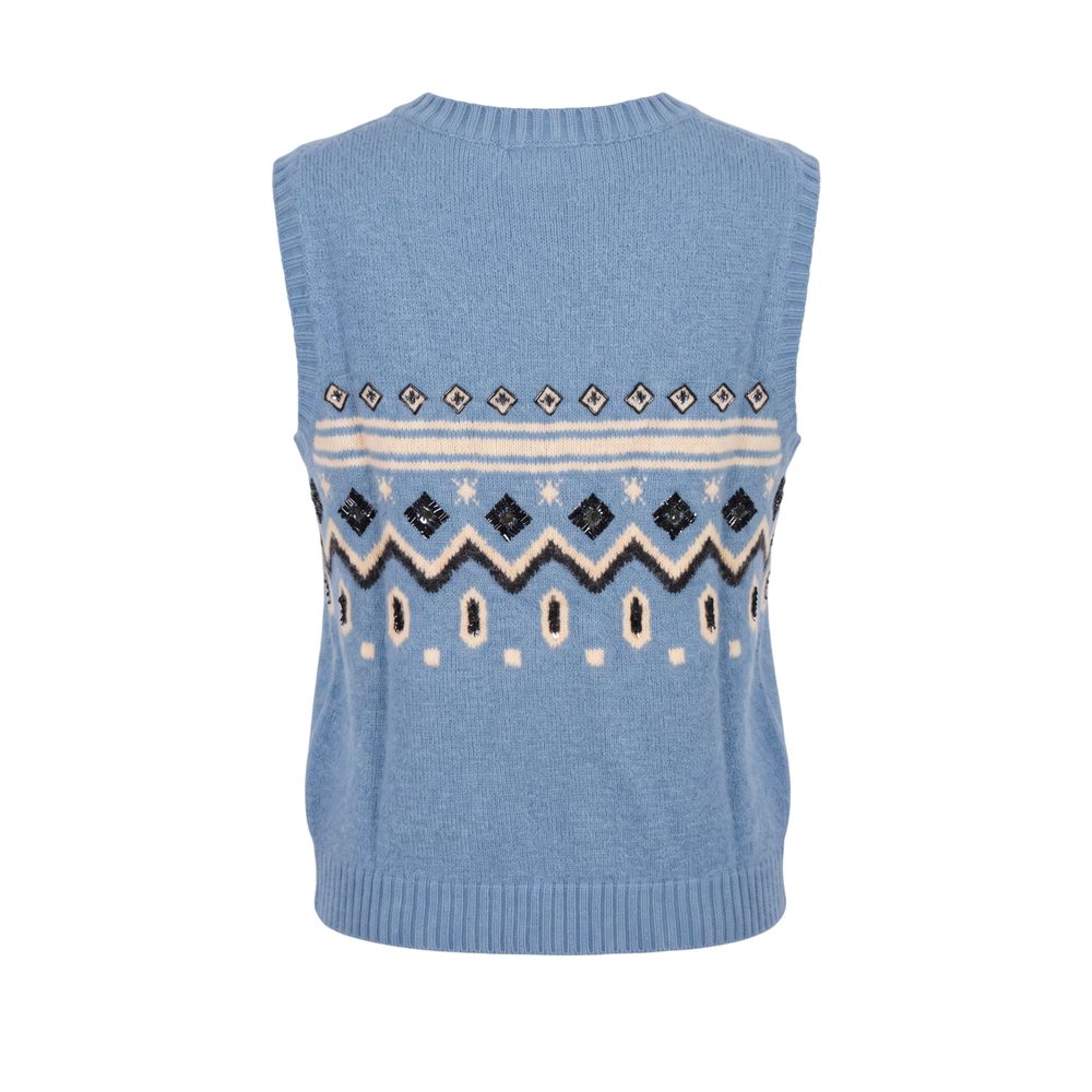 Blue Nylon Women Sweater Vest