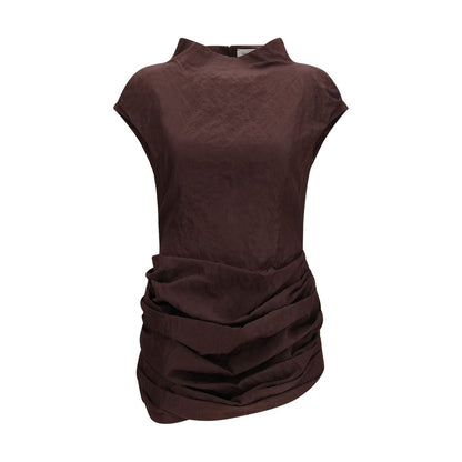 Brown Cotton Casual Dress