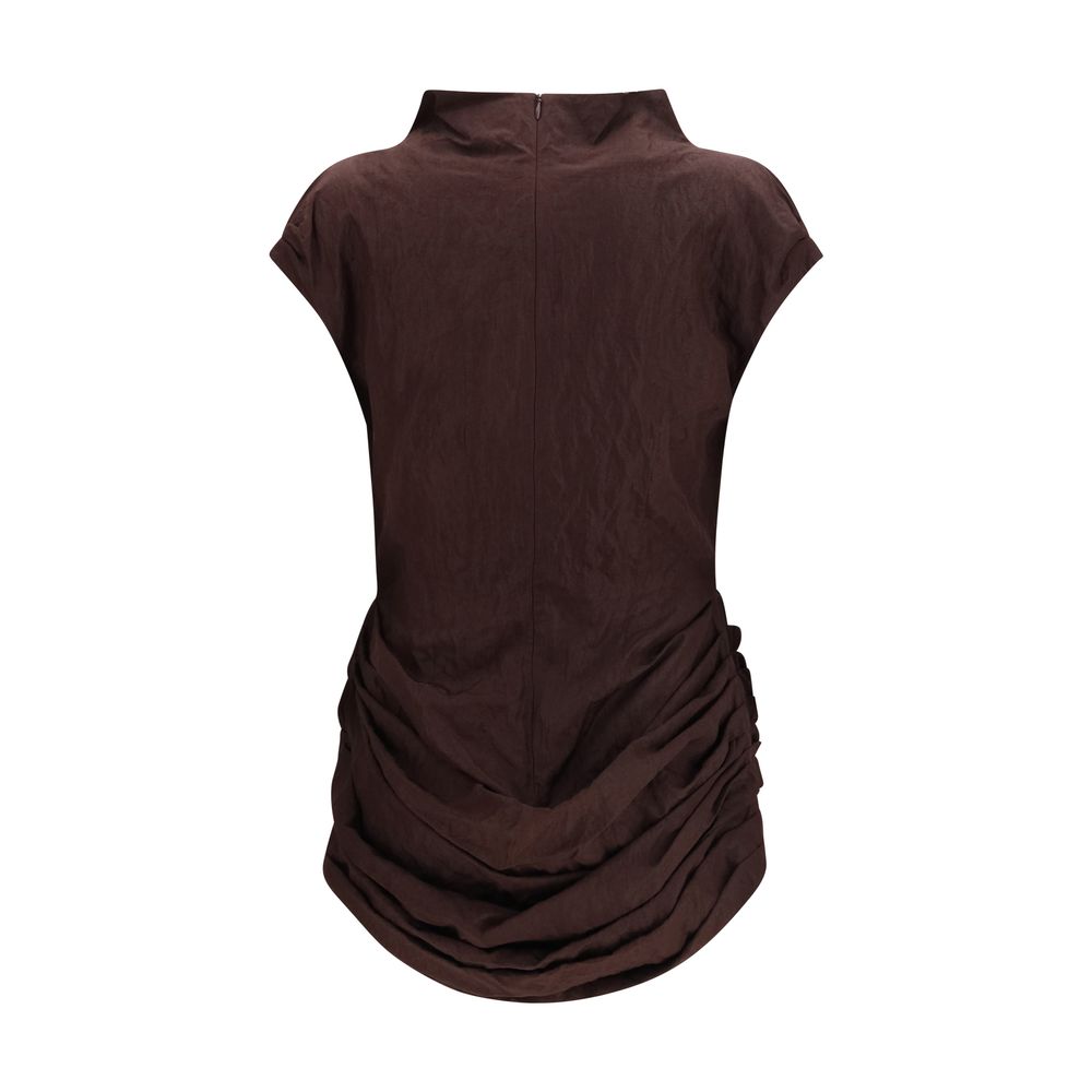 Brown Cotton Casual Dress