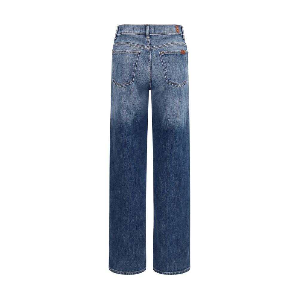 Blue Cotton Straight-Leg Jeans