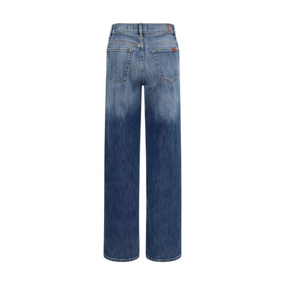 Blue Cotton Straight-Leg Jeans