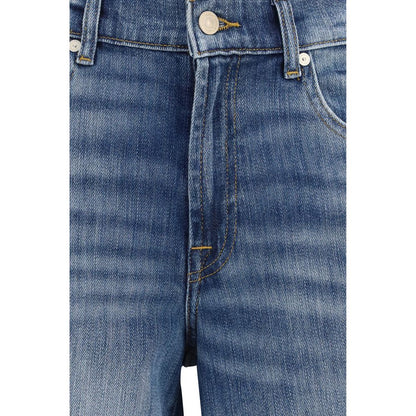 Blue Cotton Straight-Leg Jeans