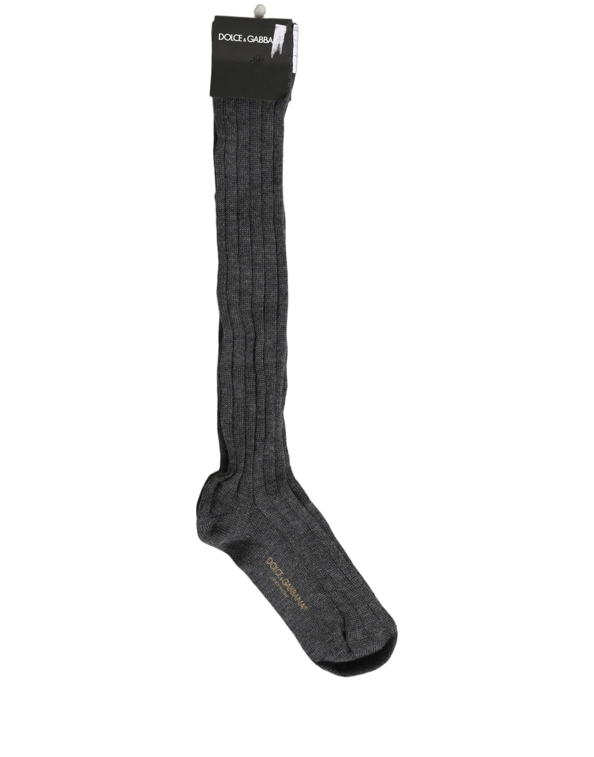 Gray Wool Blend Over The Calf Accessory Socks